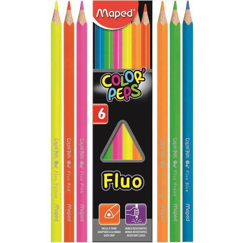 Lápis de Cor Color'peps Fluo 6 Cores Fluorescentes Maped