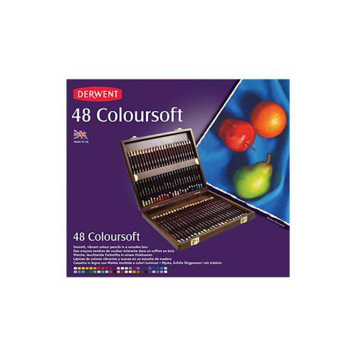 Lápis de Cor Derwent Coloursoft Estojo Madeira 048 Cores 2301660