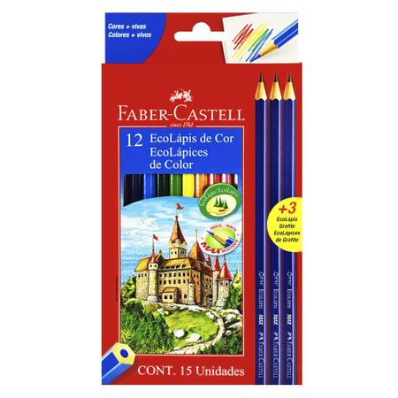 Lápis de Cor Ecolápis 12 Cores + 3 EcoLápis Grafite Faber Castell