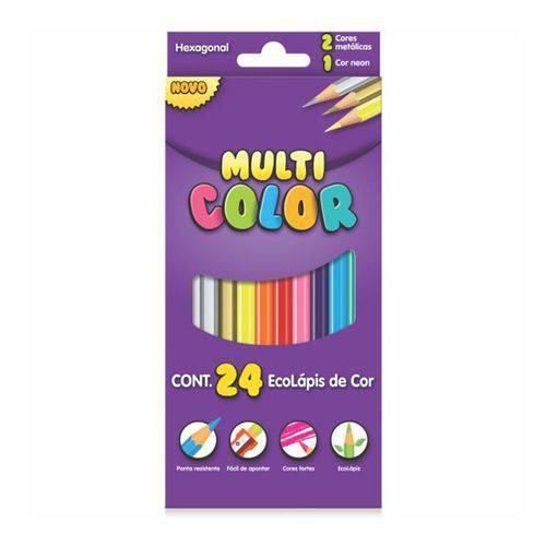 Lápis de Cor Ecolápis 24 Cores Super Multicolor 6 Unidades