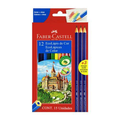 Lápis de Cor Faber Castell 12 Cores + 3 Lápis Grafite
