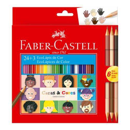 Lápis de Cor Faber Castell 24 Cores + 6 Tons de Pele