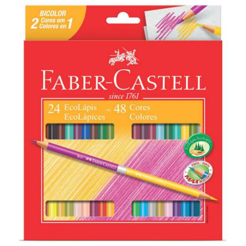 Lápis de Cor Faber-Castell 48 Cores 2 em 1