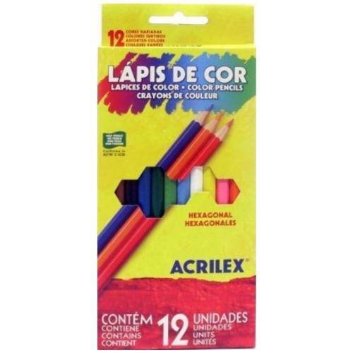 Lápis de Cor Hexagonal 12 Cores Acrilex