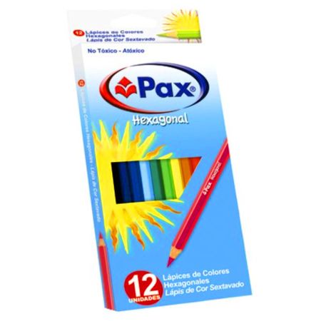 Lápis de Cor Hexagonal 12 Cores Pax