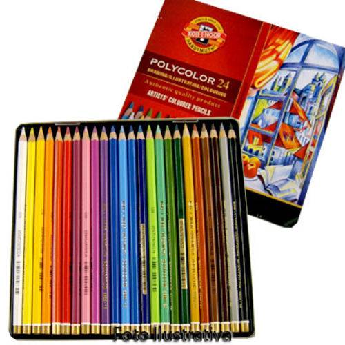 Lápis de Cor Polycolor Estojo com 24 Cores Ref.3824 Koh-i-noor