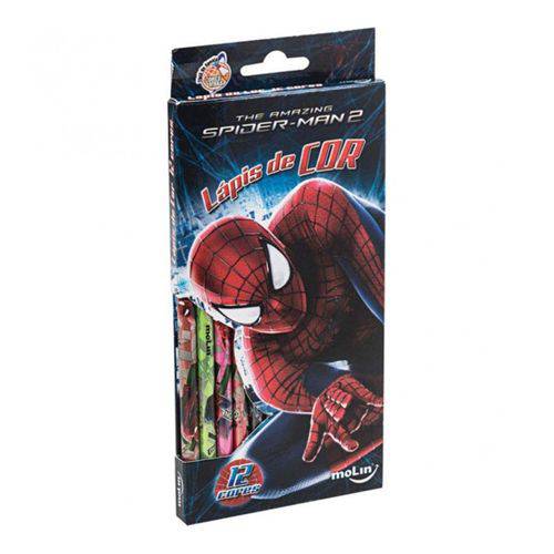 Lápis de Cor Sextavado Decorado Spider-Man C/12 Cores.
