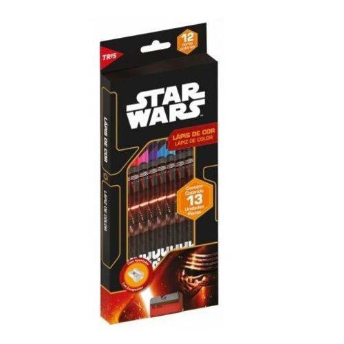 Lápis de Cor Star Wars Tris - 12 Cores + Apontador