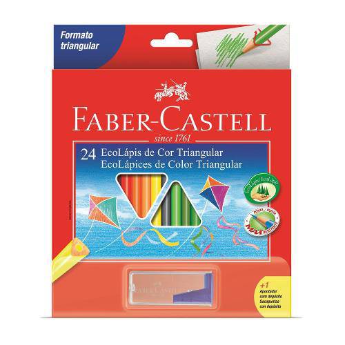 Lápis de Cor Triangular 24 Cores Faber Castell + 1 Apontador