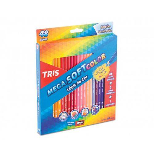 Lápis de Cor Triangular Mega Soft Color com 48 Cores - Tris
