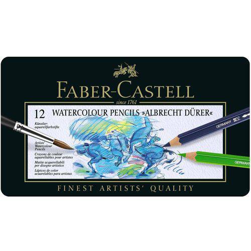 Lápis Faber-Castell Albrecht Durer Aquarelável - Estojo Metálico com 12 Cores - Ref 117512