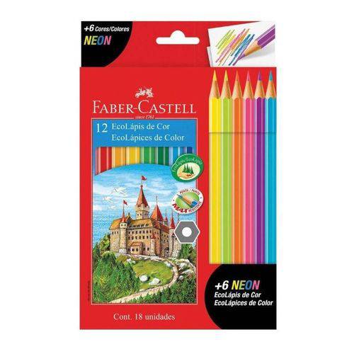 Lápis Faber Castell EcoLápis 12 Cores + 6 Neon