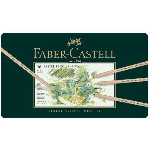 Lápis Faber-Castell Mina Pastel Seco Pitt - Estojo Metálico com 36 Cores - Ref 112136