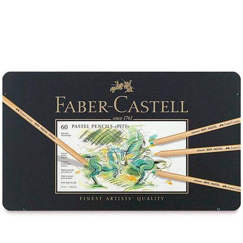 Lápis Faber-Castell Mina Pastel Seco Pitt - Estojo Metálico com 60 Cores - Ref 112160