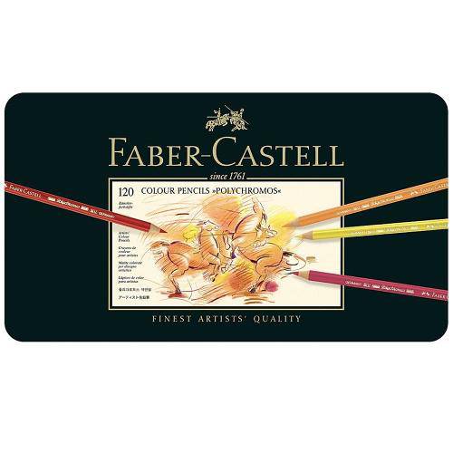 Lápis Polychromos Mina Permanente Faber-Castell - Estojo Metálico com 120 Cores - Ref 110011