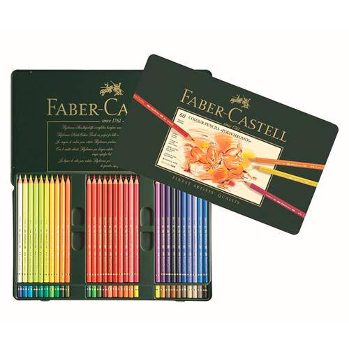 Lápis Polychromos Mina Permanente Faber-Castell - Estojo Metálico com 60 Cores - Ref 110060