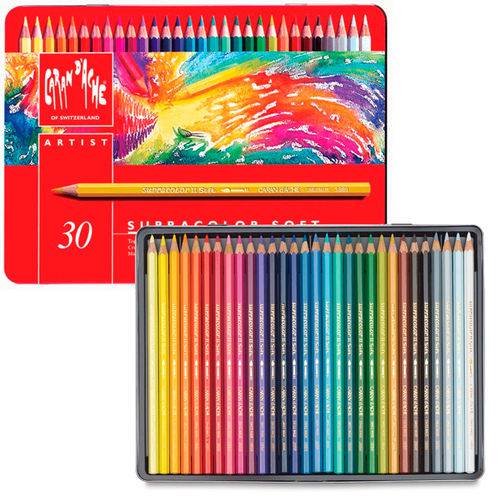 Lápis Supracolor Soft Aquarelável Caran Dache Estojo Lata com 30 Cores - 3888.330