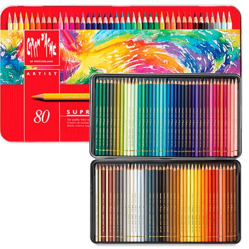 Lápis Supracolor Soft Aquarelável Caran Dache Estojo Lata com 80 Cores - 3888.380