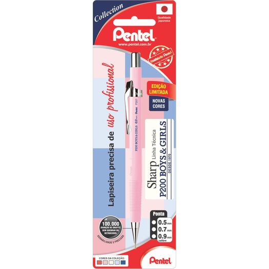 Lapiseira 0,7mm Sharp Beg Rosa Claro Pastel Sm/P207-Lp Pentel Blister