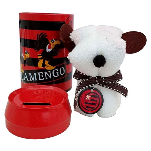Lata Cofre do Flamengo com Mini Toalha em Cachorro UN