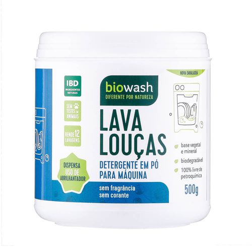 Lava Louças Detergente Natural em Pó 500g – BioWash