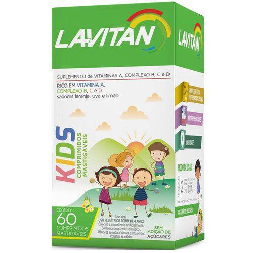 Lavitan Kids - 60 Comprimidos Mastigáveis Sabor Tutti Fruti