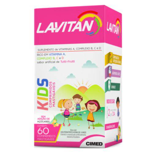 Lavitan Kids Comprimidos Mastigáveis Sabor Tutti Frutti