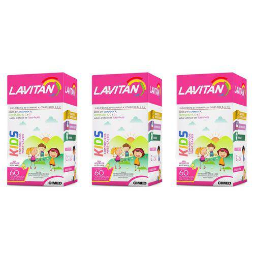 Lavitan Kids Suplemento Vitamínico Tutti Frutti C/60 (kit C/03)