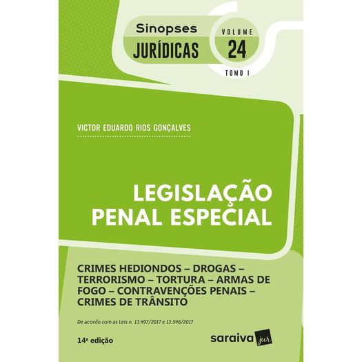 Legislacao Penal Especial - Vol 24 - Tomo 1 - Sinopses Juridicas - Saraiva - 14 Ed