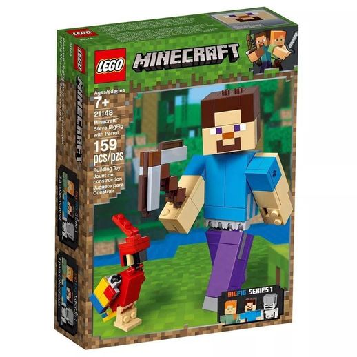 Lego Minecraft 21148 BigFig Steve com Papagaio - Lego