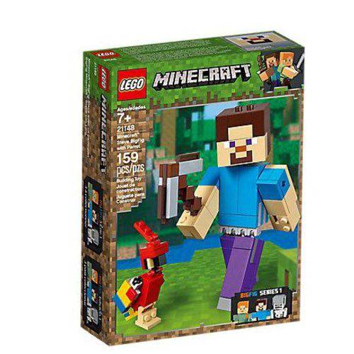 Lego Minecraft Big Fig Steve com Papagaio