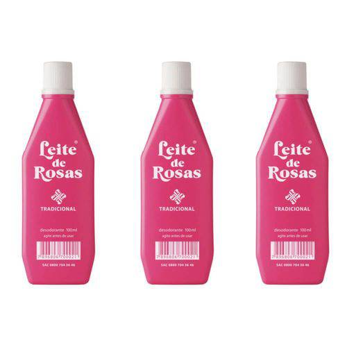 Leite de Rosas Desodorante 100ml (kit C/03)