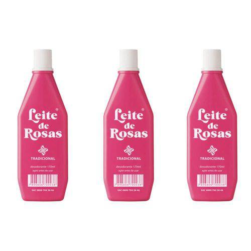 Leite de Rosas Desodorante 170ml (kit C/03)