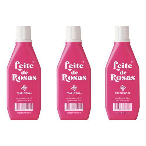 Leite de Rosas Desodorante 60ml (kit C/03)