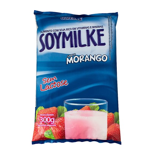 Leite Soymilke Sem Lactose em Pó Sabor Morango Pacote com 300g
