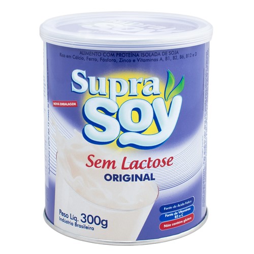 Leite Supra Soy Sem Lactose em Pó Lata 300g Sabor Original