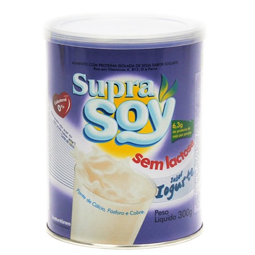 Leite Supra Soy Sem Lactose em Pó Lata 300g Sabor Yogurte