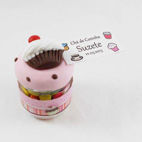 Lembrancinha de Chá de Cozinha Potinho Cupcake Biscuit
