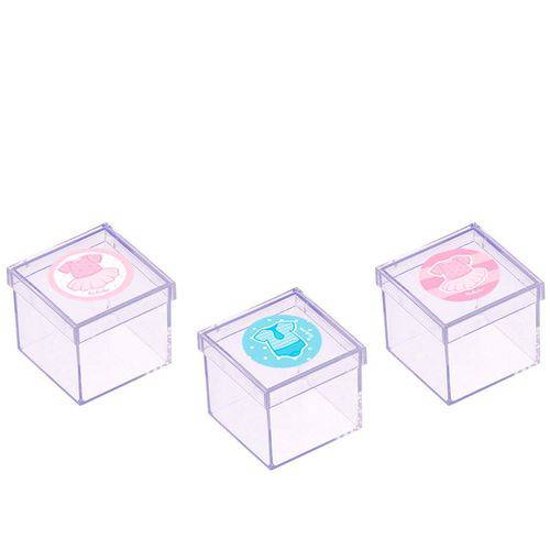 Lembrancinha Mini Caixa de Acrílico Chá de Revelação 10 Unidades