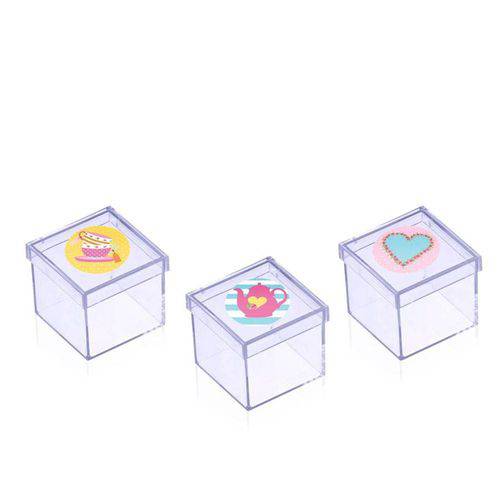 Lembrancinha Mini Caixa de Acrilico Cha para Meninas 10 Unidades