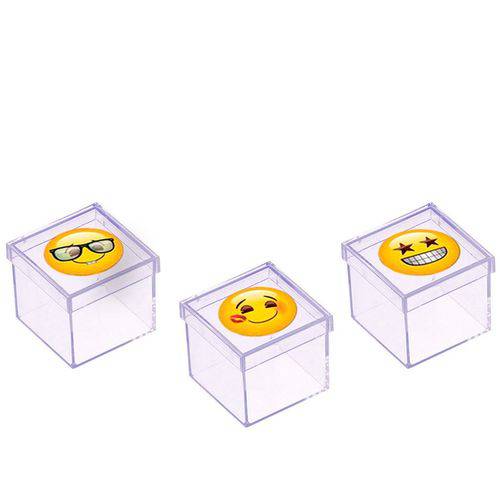 Lembrancinha Mini Caixa de Acrílico Emoji 10 Unidades