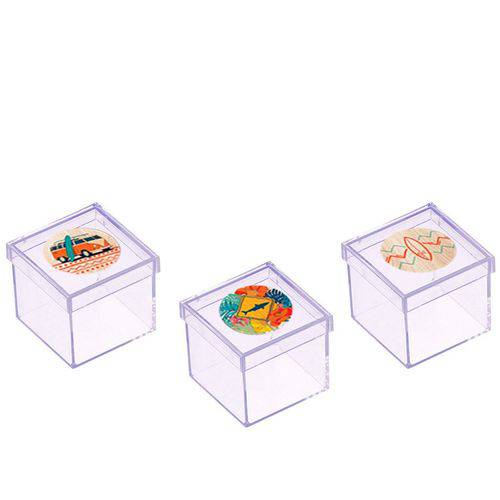 Lembrancinha Mini Caixa de Acrílico Festa Surf 10 Unidades