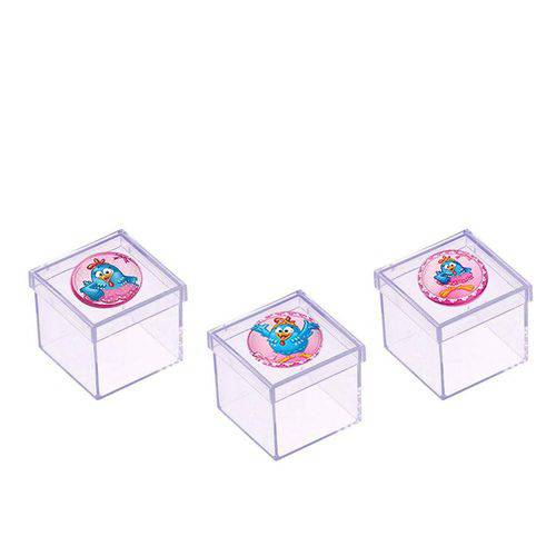 Lembrancinha Mini Caixa de Acrilico Galinha Pintadinha Rosa 10 Unidades