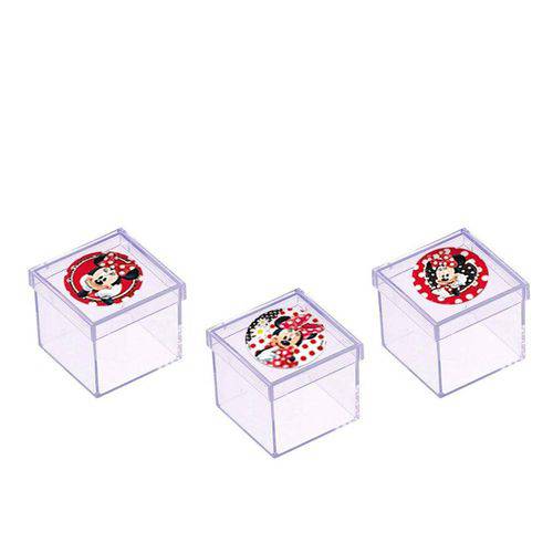 Lembrancinha Mini Caixa de Acrilico Minnie Vermelha 10 Unidades