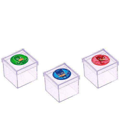 Lembrancinha Mini Caixa de Acrílico PJ Masks 10 Unidades