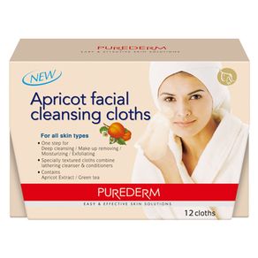 Lenço de Limpeza Purederm Apricot Facial Cleansing Cloths 12un