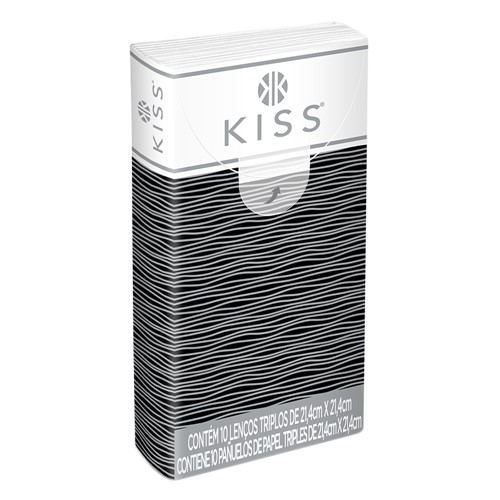 Lenço de Papel Kiss Bolso Embalagens Sortidas Folha Tripla com 10 Unidades