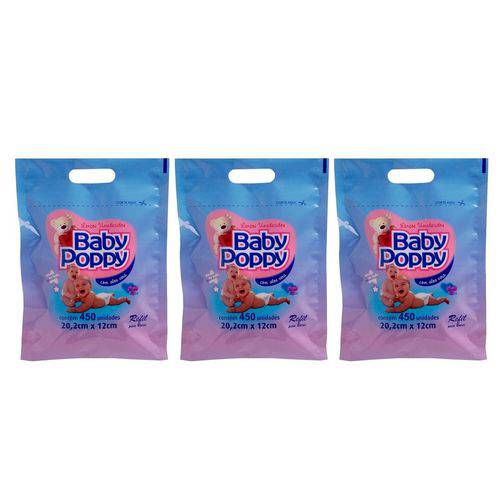 Lenço Umedecido Baby Poppy Refil 450un (3 Unidades)