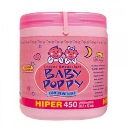 Lenço Umedecido Baby Poppy Rosa 450 Unidades