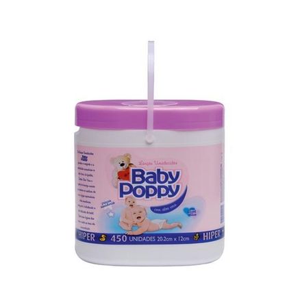 Lenço Umedecido Baby Poppy Sem Sabao Roxo 450 Unidades